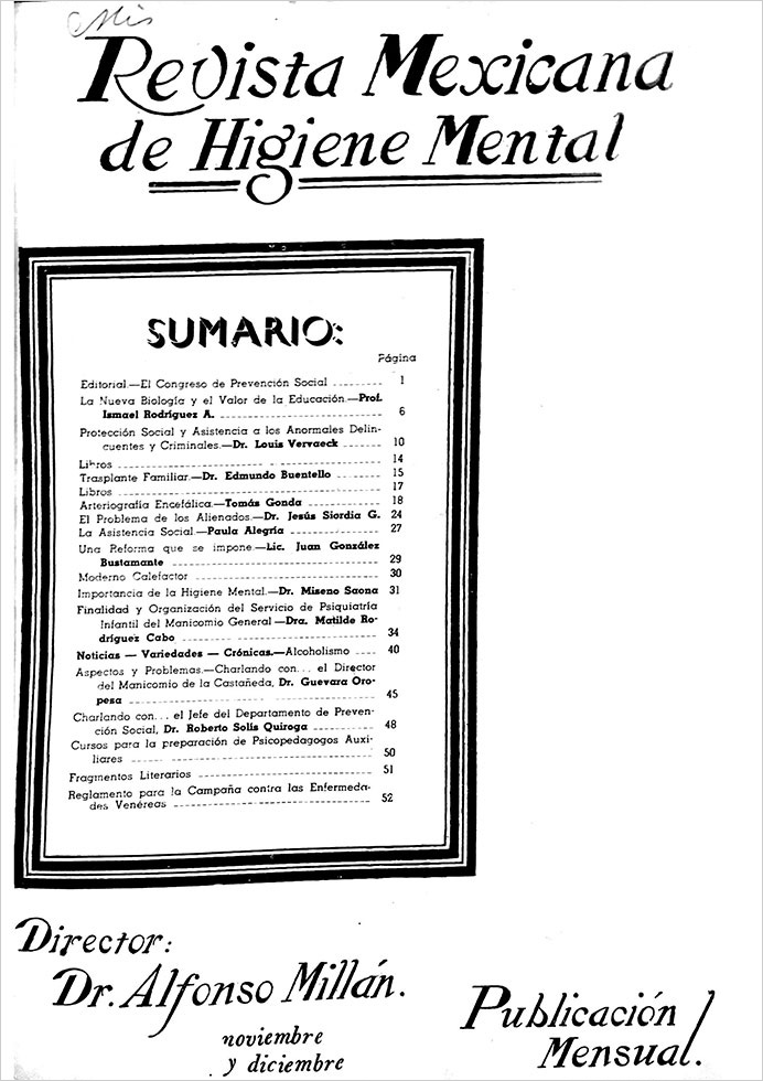 Revista Mexicana de Higiene Mental T.1 N.2 Noviembre-Diciembre 1940