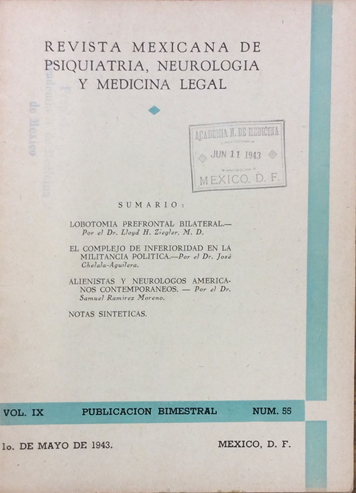 Revista Mexicana de Psiquiatría, Neurología y Medicina Legal