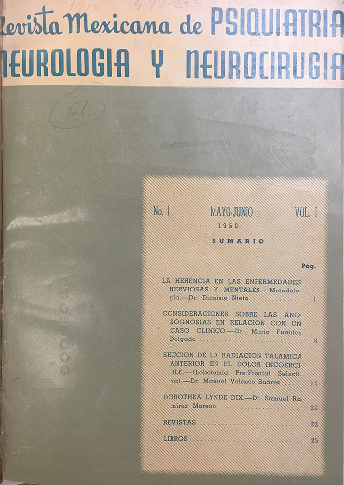 Revista Mexicana de Psiquiatría, Neurología y Neurocirugía