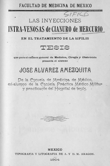 Las inyecciones intra-venenosas de cianuro de mercurio en el tratamiento de la sífilis