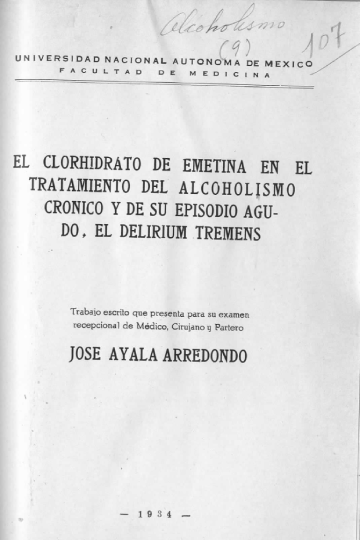 El clorhidrato de emetina en el tratamiento del alcoholismo crónico