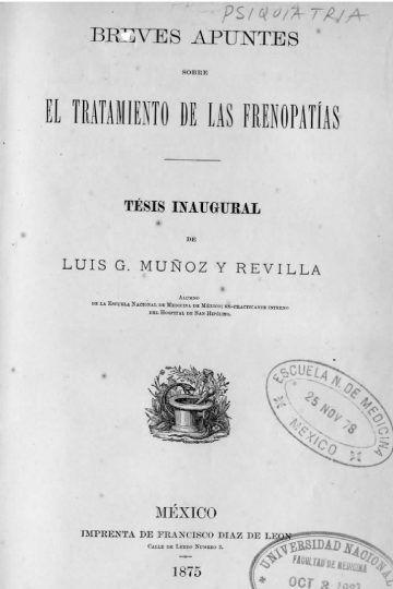 Breves apuntes sobre el tratamiento de las frenopatías